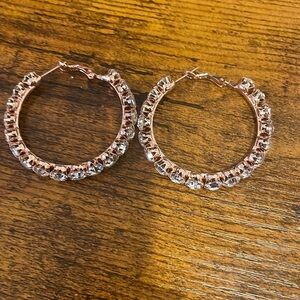 Godosa's Hoop Earrings Round Hoop Earrings Sparkly Hoops With Crystals for Girl